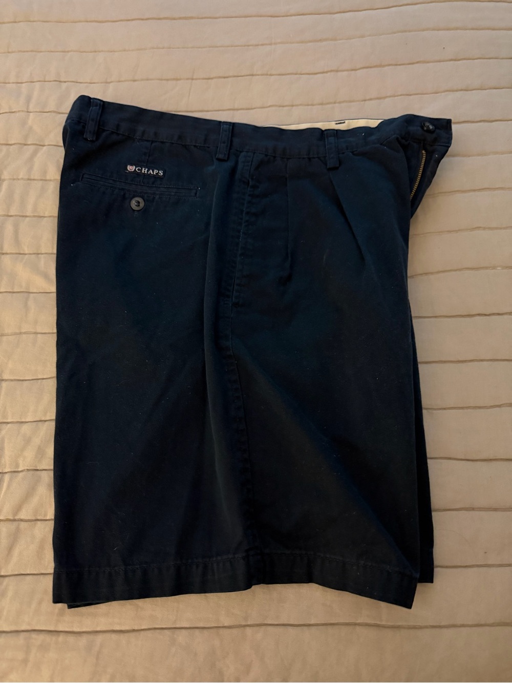 Chaps Men's Dark Navy Flat Front Cotton Shorts